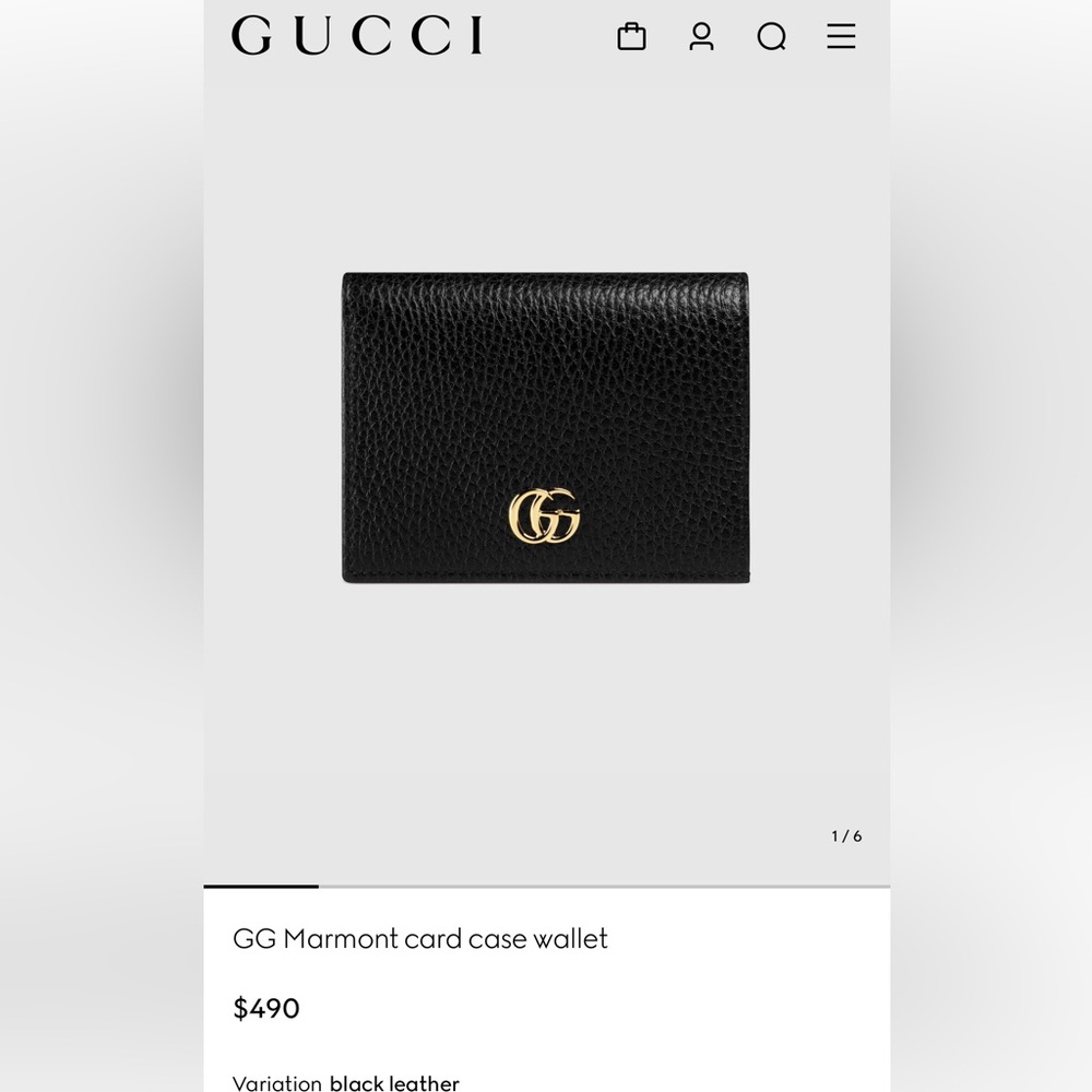 Gucci Black Pebbled Leather Wallet with Gold Double G - Picture 9 of 9
